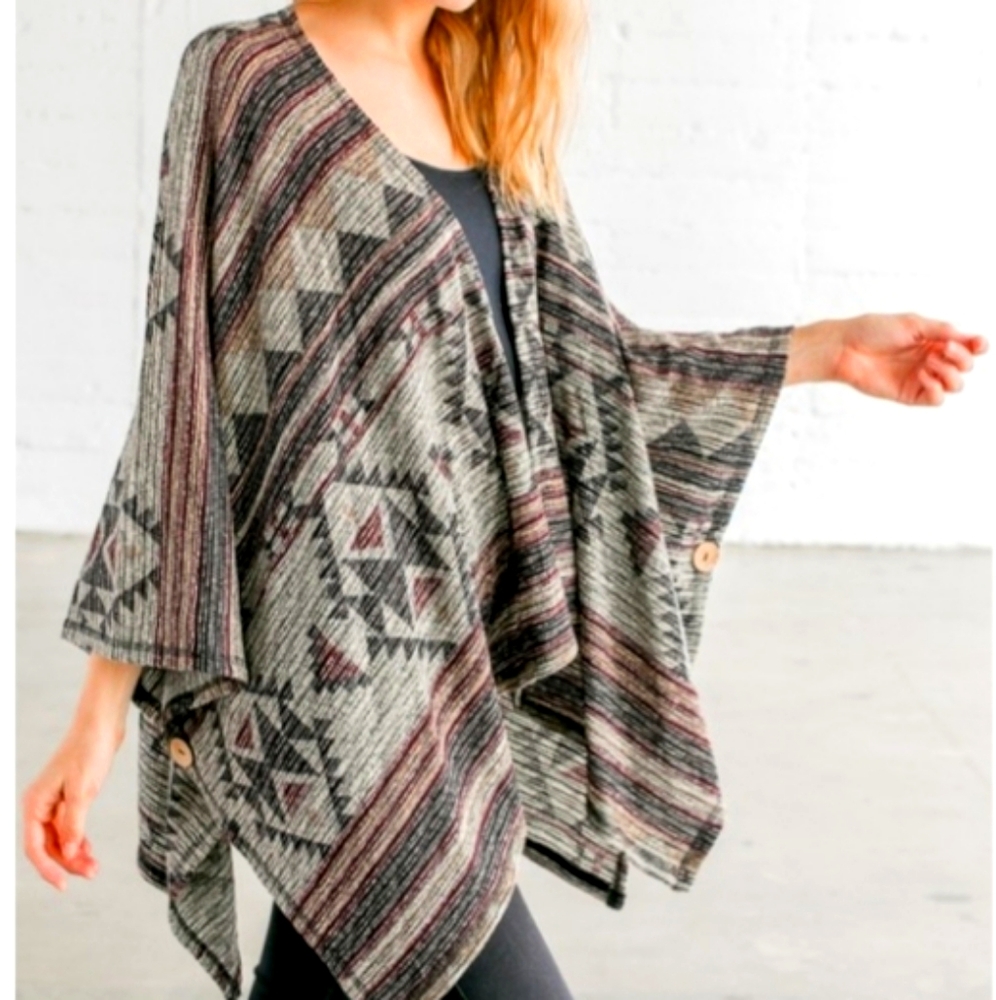 Knit Print Cardigan/Shawl